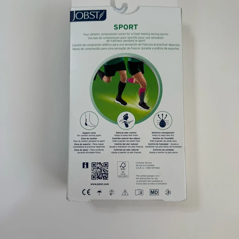 NEW Jobst Sport medical knee high 15-20 mmhg compression Socks‎ size Small gray